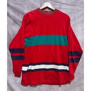 90s VINTAGE Cross Creek Striped Single Stitch Long Sleeve Shirt size L